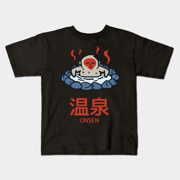 Snow Monkey Relaxing in Onsen Kids T-Shirt by rarpoint